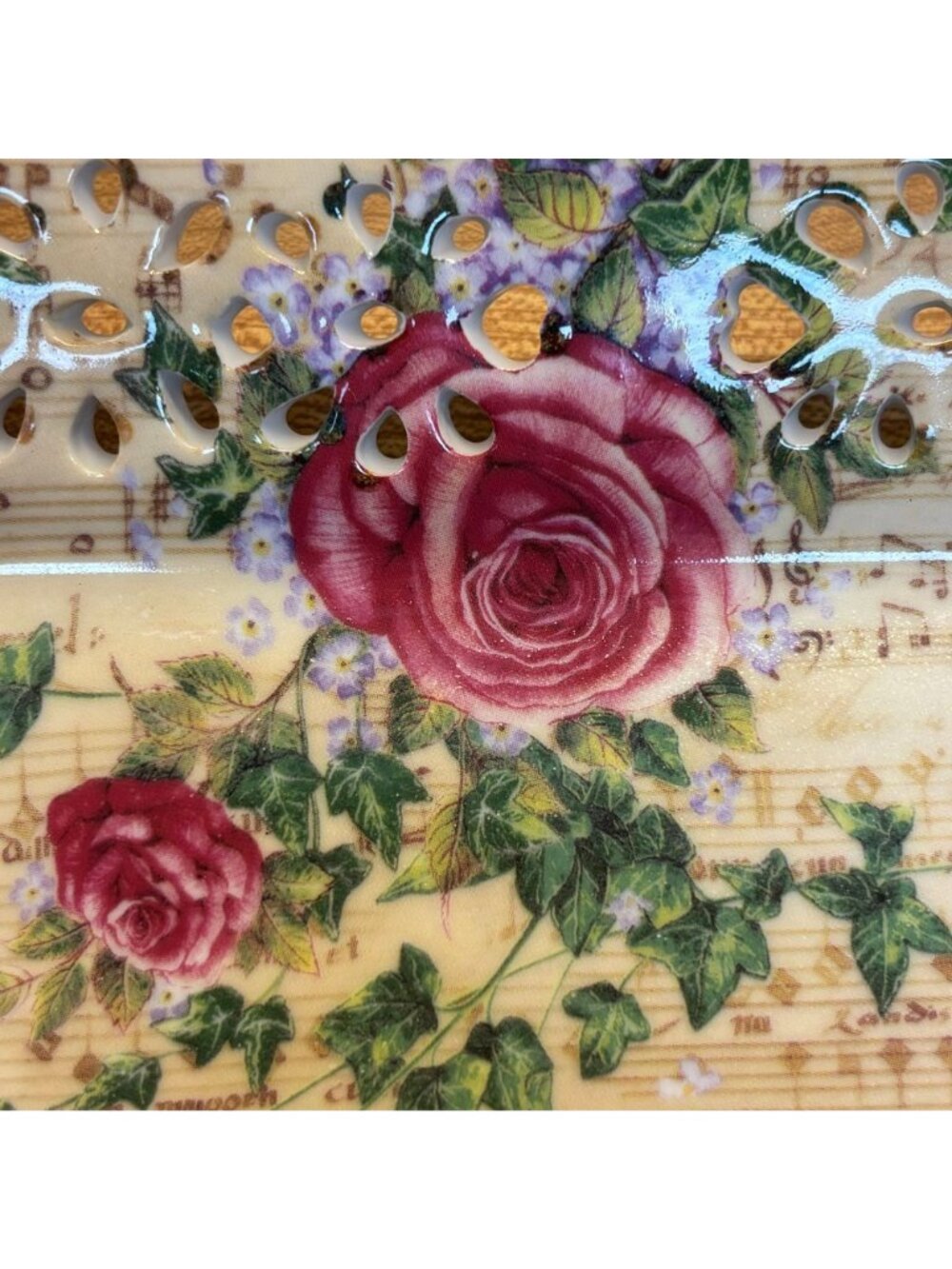 American Atelier Melody Reticulated Tray Vintage Music Sheet Print Rose Gold Mus - Picture 7 of 9